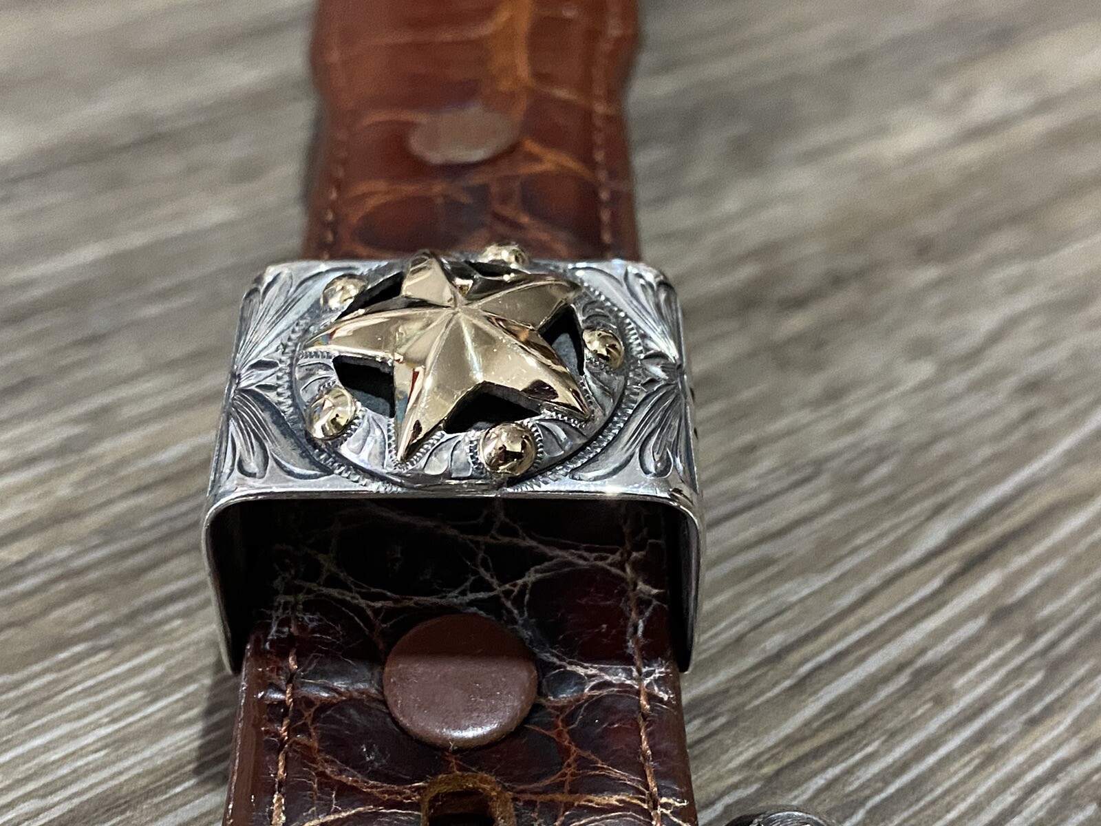 Rare Chet Vogt 14k .925 Sterling Belt Buckle Set XL cowboy Star ✅