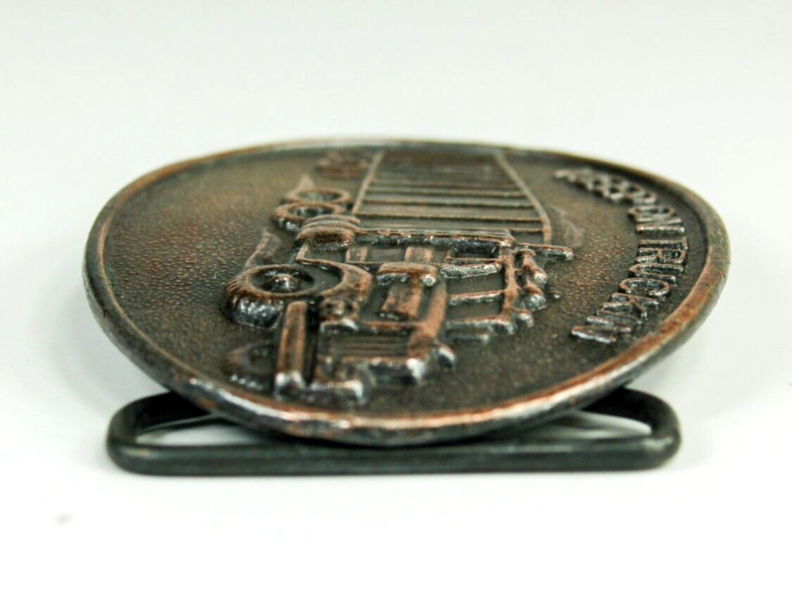 Keep on Trucking Tractor Trailer copper color western belt buckle