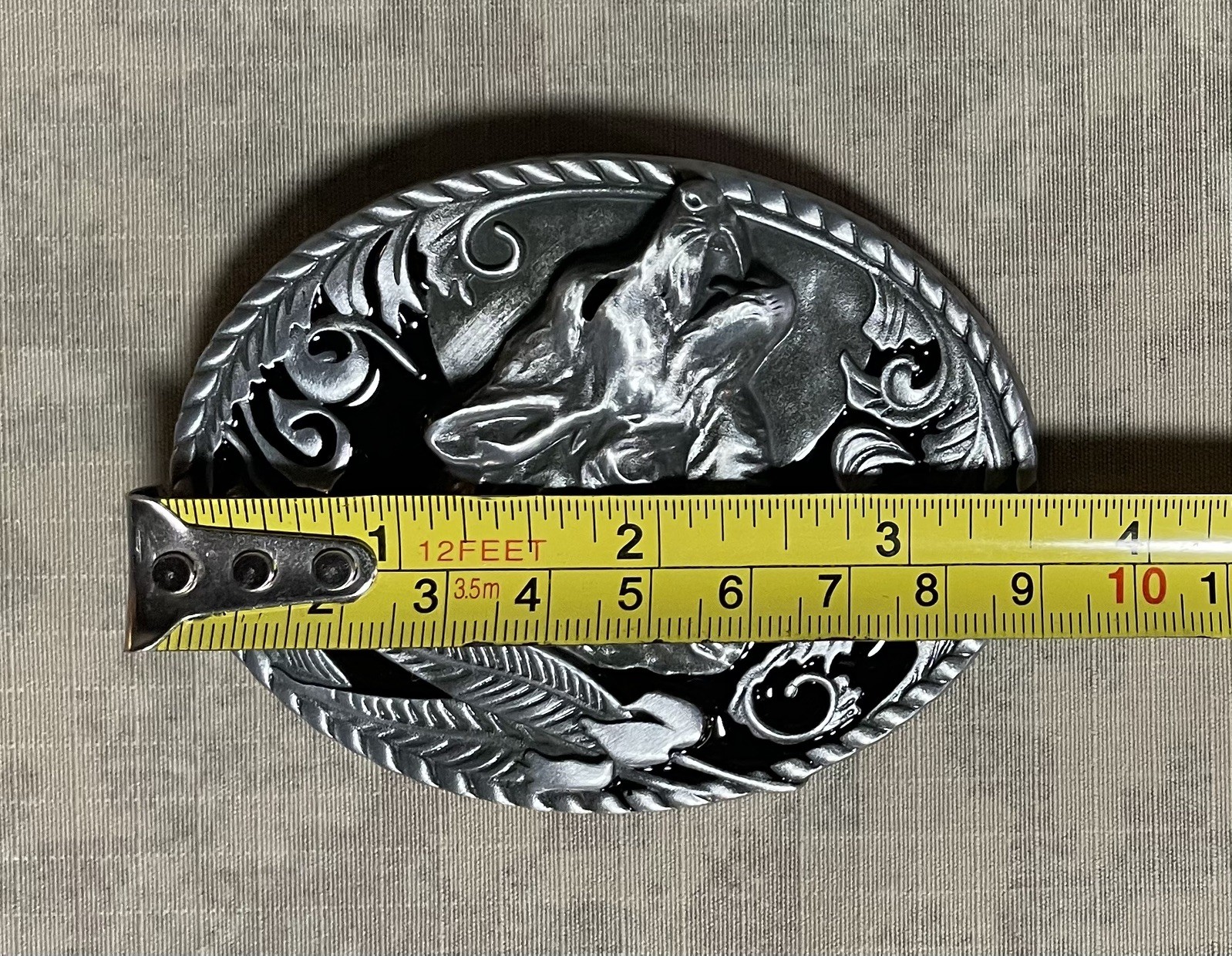 Set of 2 Landsun Western Belt Buckles, Howling Wolf And Floral Design NWB