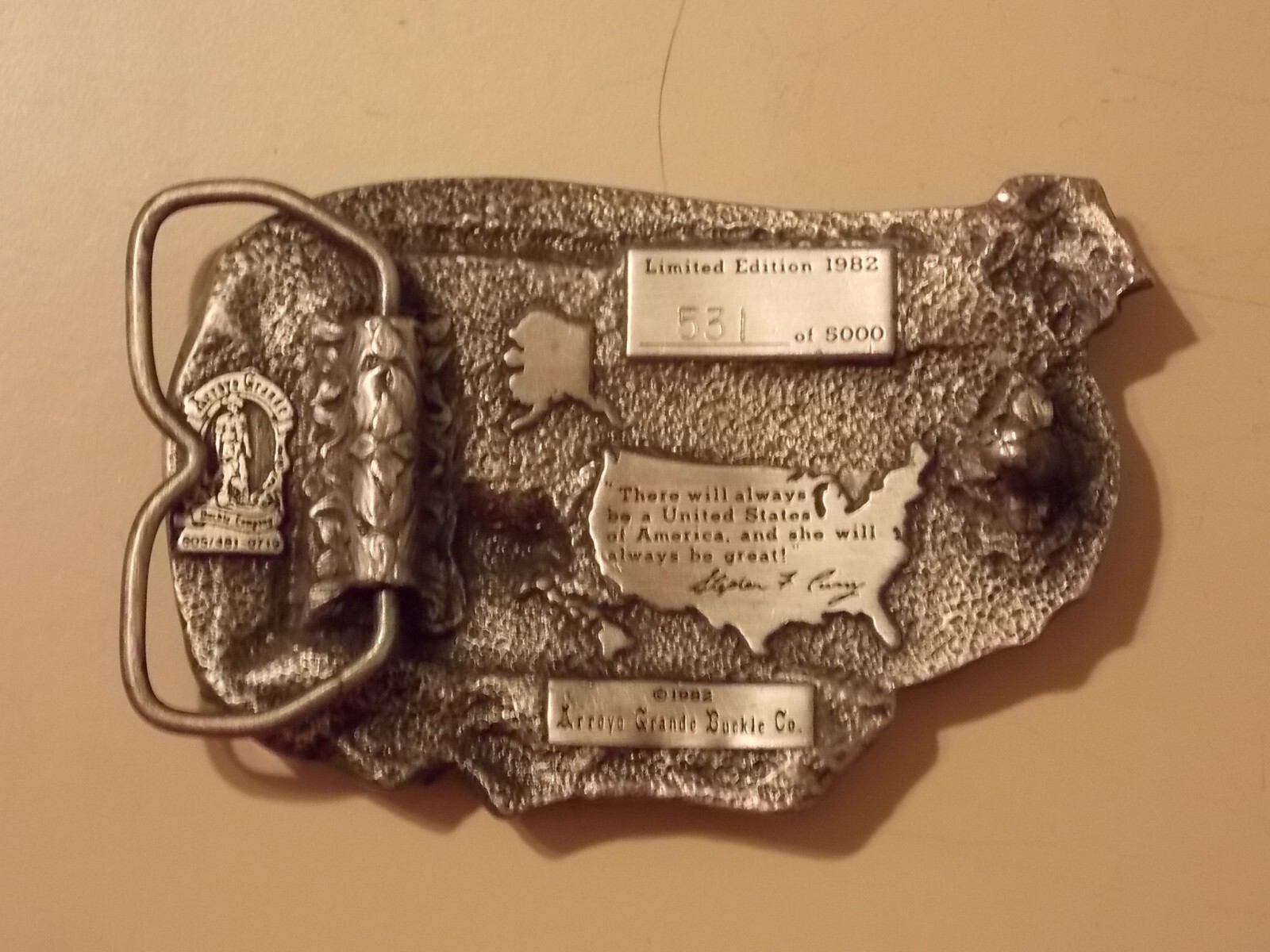 1982 Arroyo Grande limited edition USA Commemorative Belt Buckle