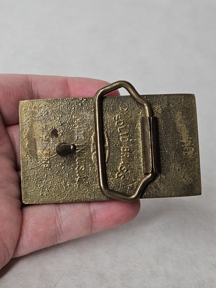 Vintage 1978 Brass Wood Duck Etched Belt Buckle