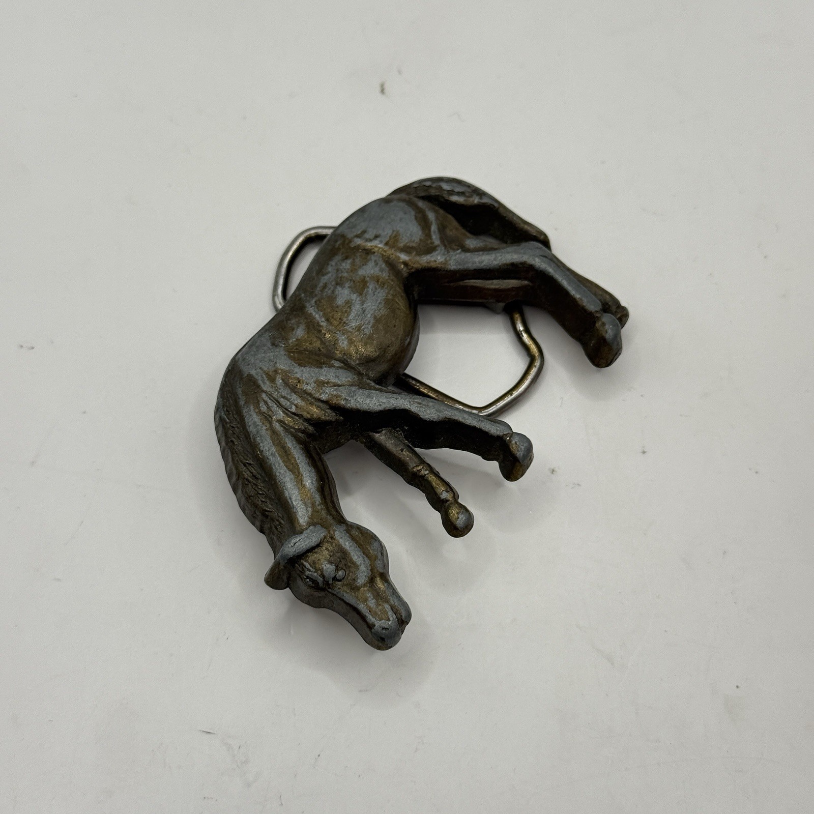 Vintage Antique Bronze Western Style Grazing Horse Belt Buckle Equestrian 4179