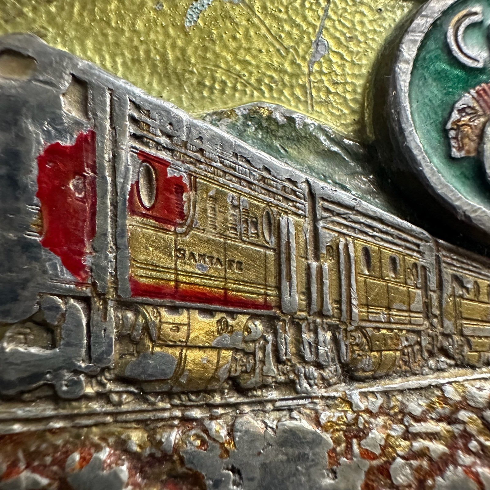 Vtg Super Chief Atchison Topeka & Santa Fe Rail Road CJ 1988 Pewter Belt Buckle