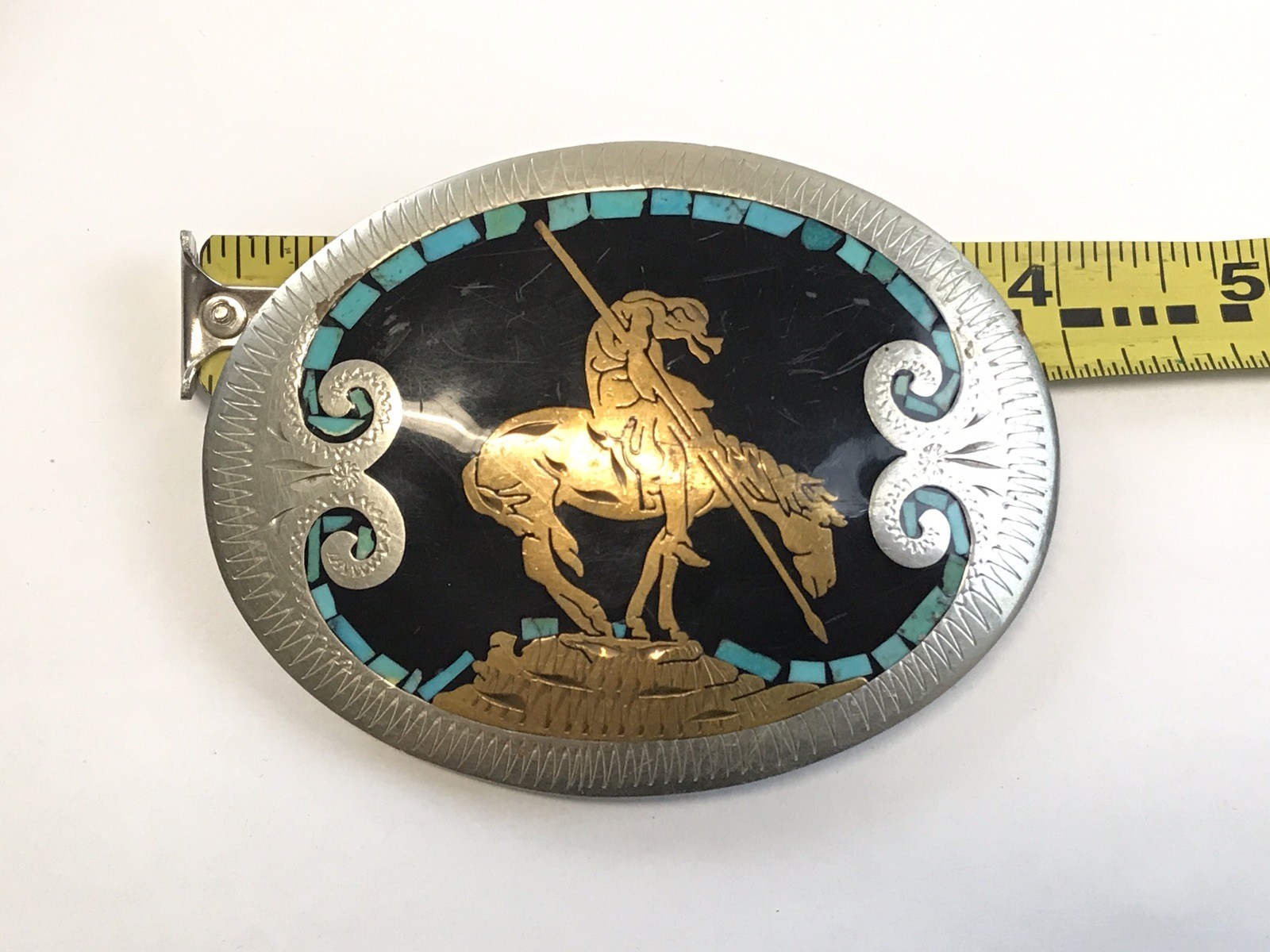 Vintage Johnson & Held Native American End of the Trail Southwest Belt Buckle