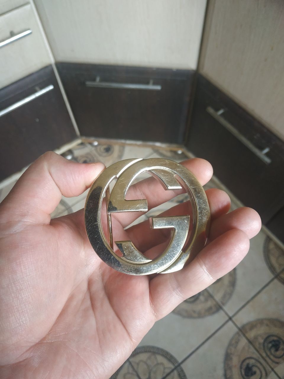 Authentic Gucci Interlocking G Belt Buckle Gold Tone Replacement 4cm 1.5&Prime; Buckle