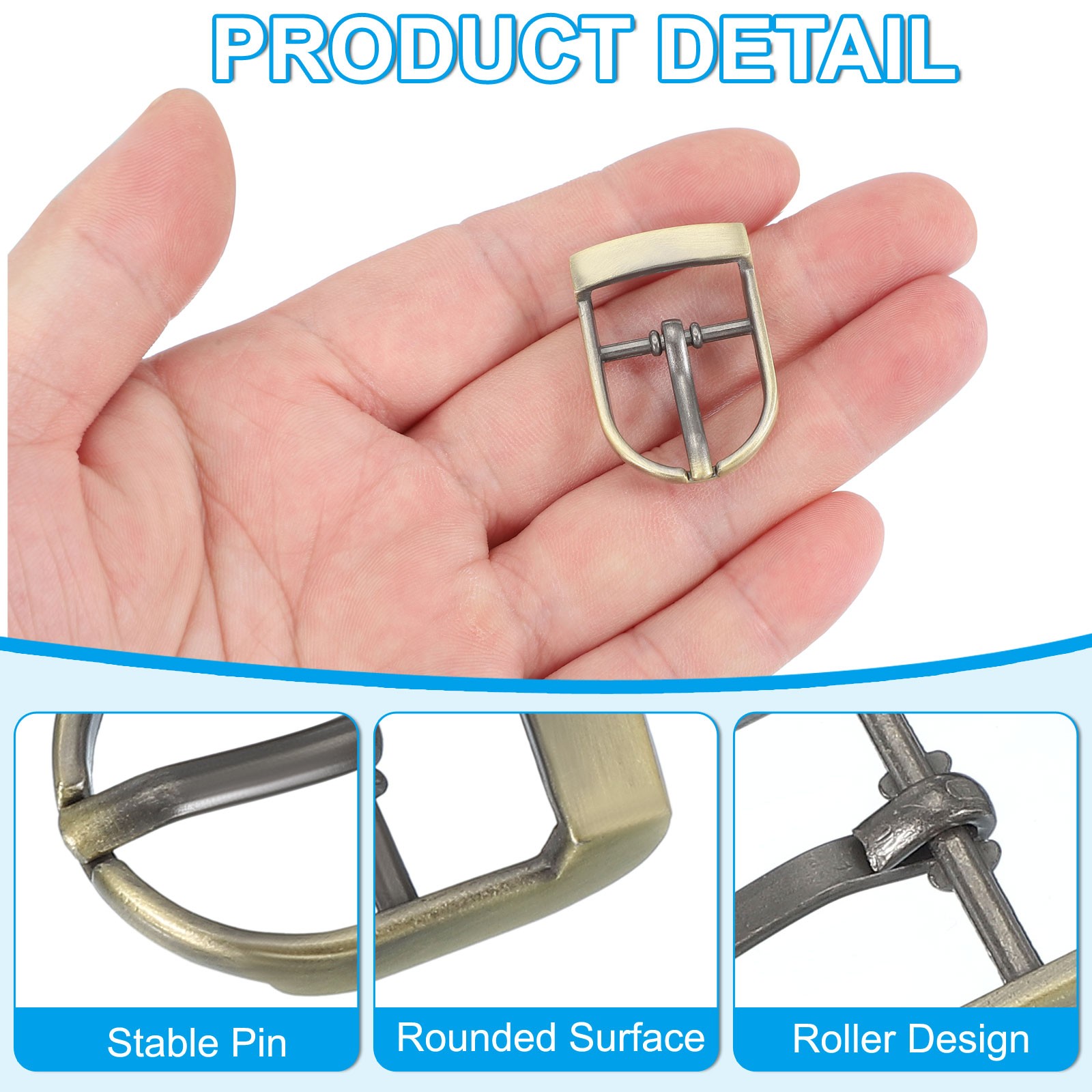 8Pcs 0.8&Prime; Single Prong Belt Buckle Roller Buckle Black/Silver/Light Gold/Brown