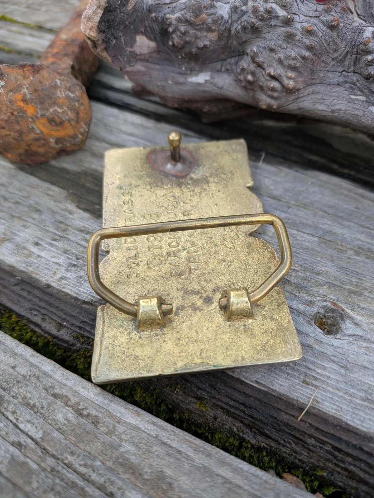 70s « HUGH » Brass Belt Buckle By Baron Buckles