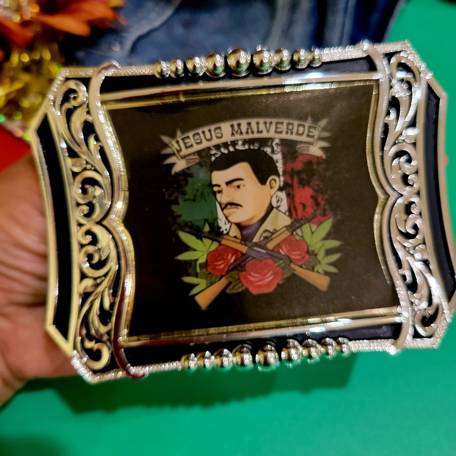 Jesus Malverde Western Belt Buckle Handcrafted Zinc Alloy Accessory For Men