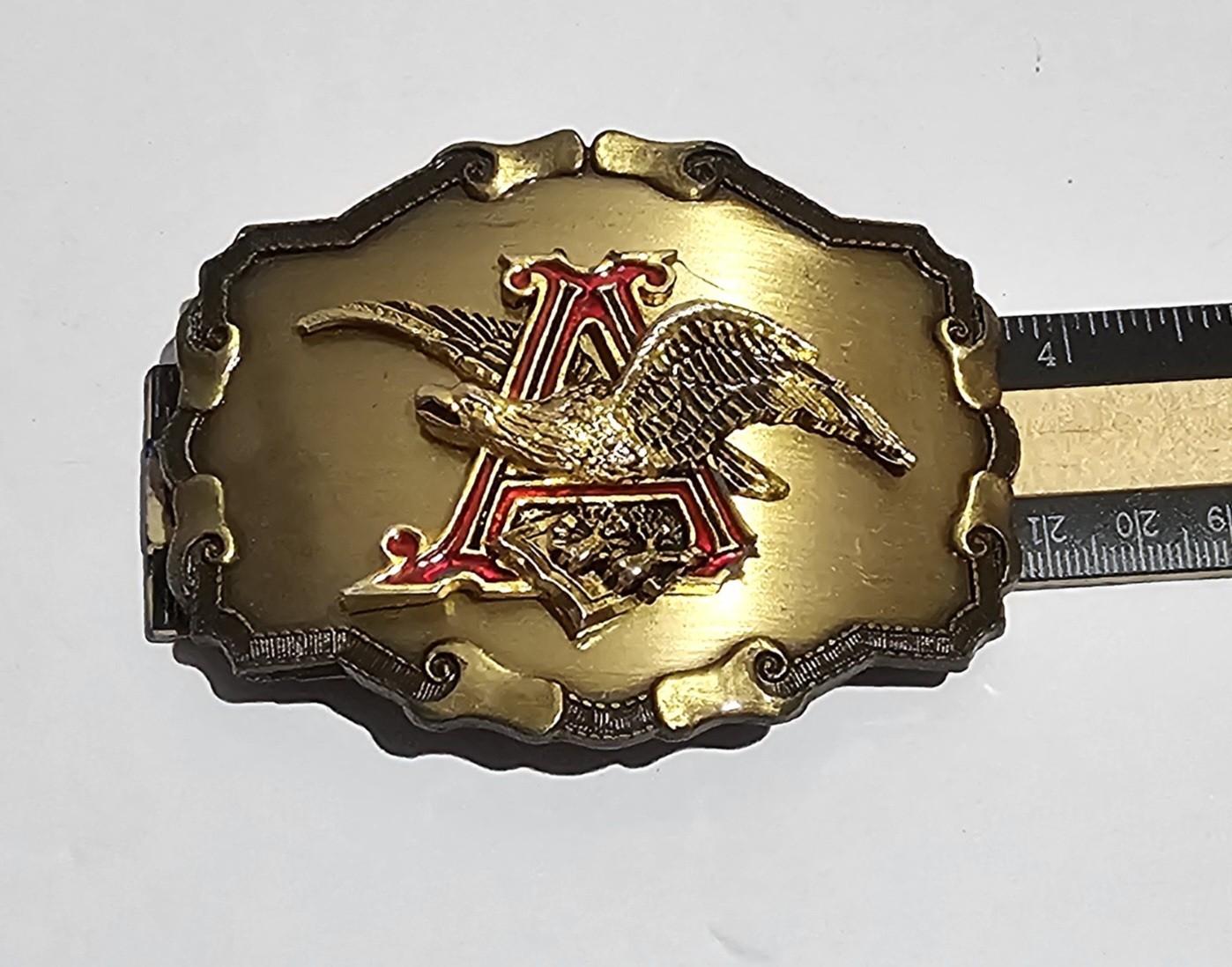 Vintage 1981 Men&rsquo;s Anheuser Busch Metal Belt Buckle Gold Color- Raintree