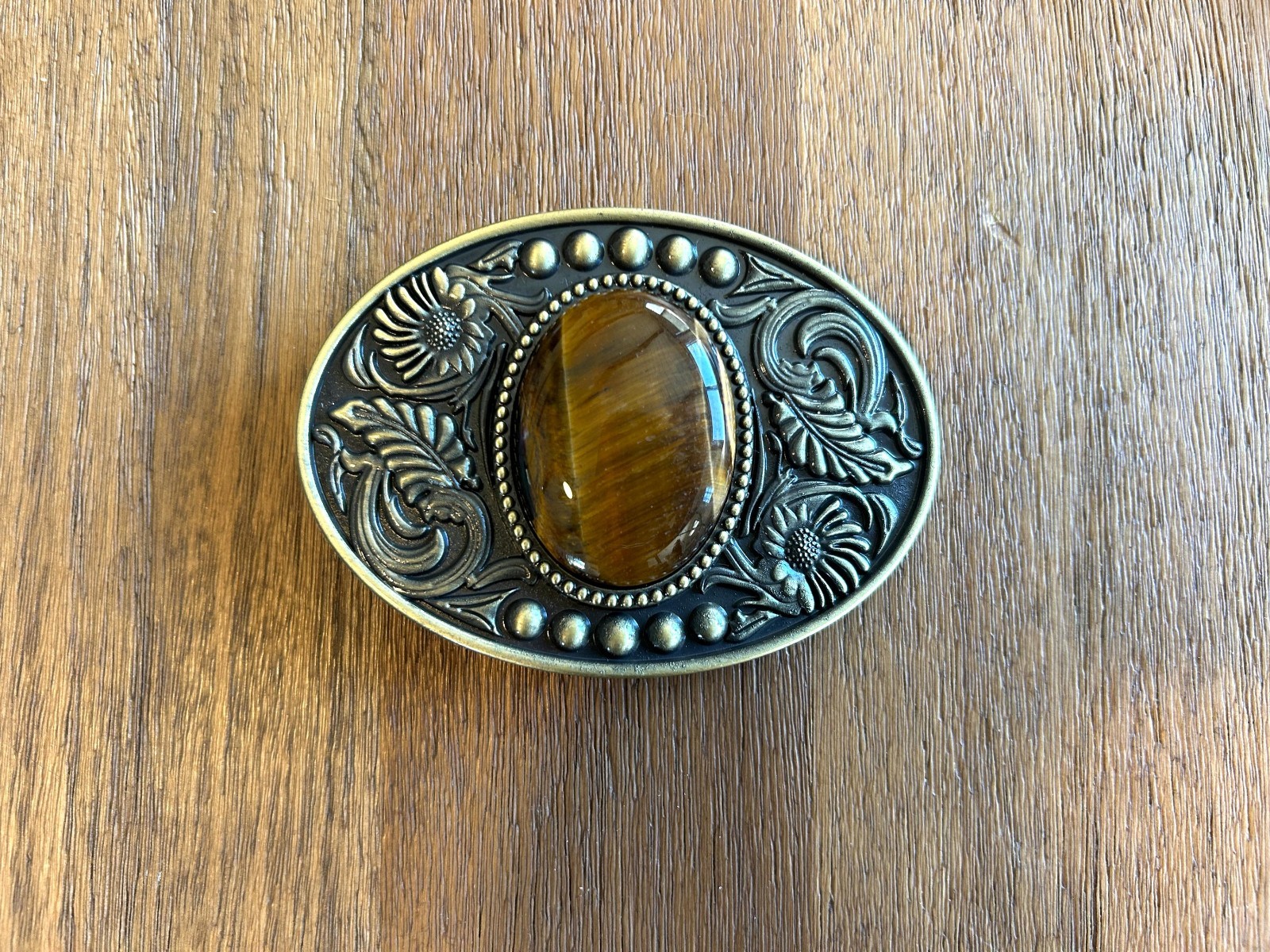 Tigers Eye Belt Buckle Antique Gold Silver Western Cowboy Style Accessory