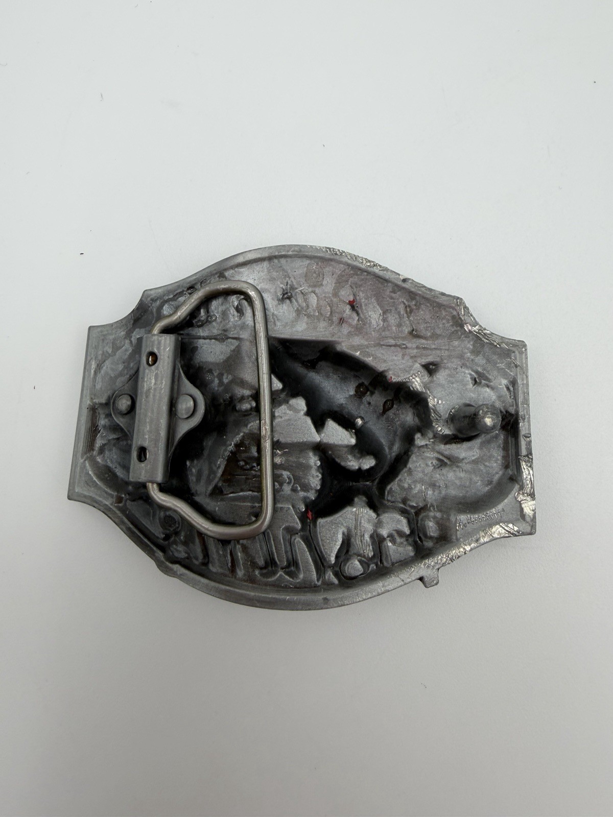 “I&rsquo;d Rather Be Fishing” Novelty Humor Belt Buckle Silver Tone Enamel Preowned