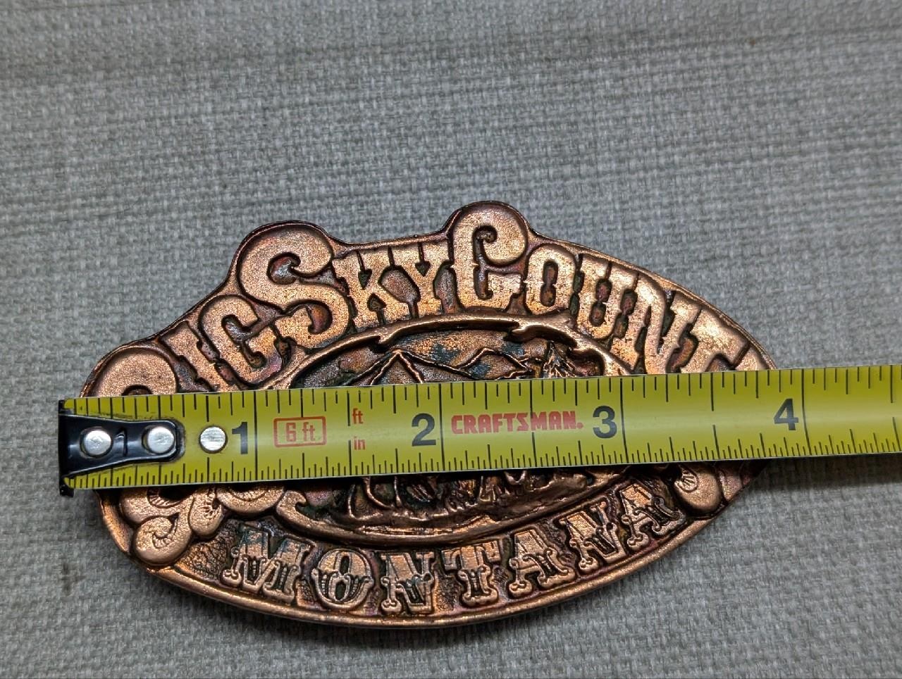 1970s vintage MONTANA big sky country HEAVY belt byckle BRASS bronze WESTERN