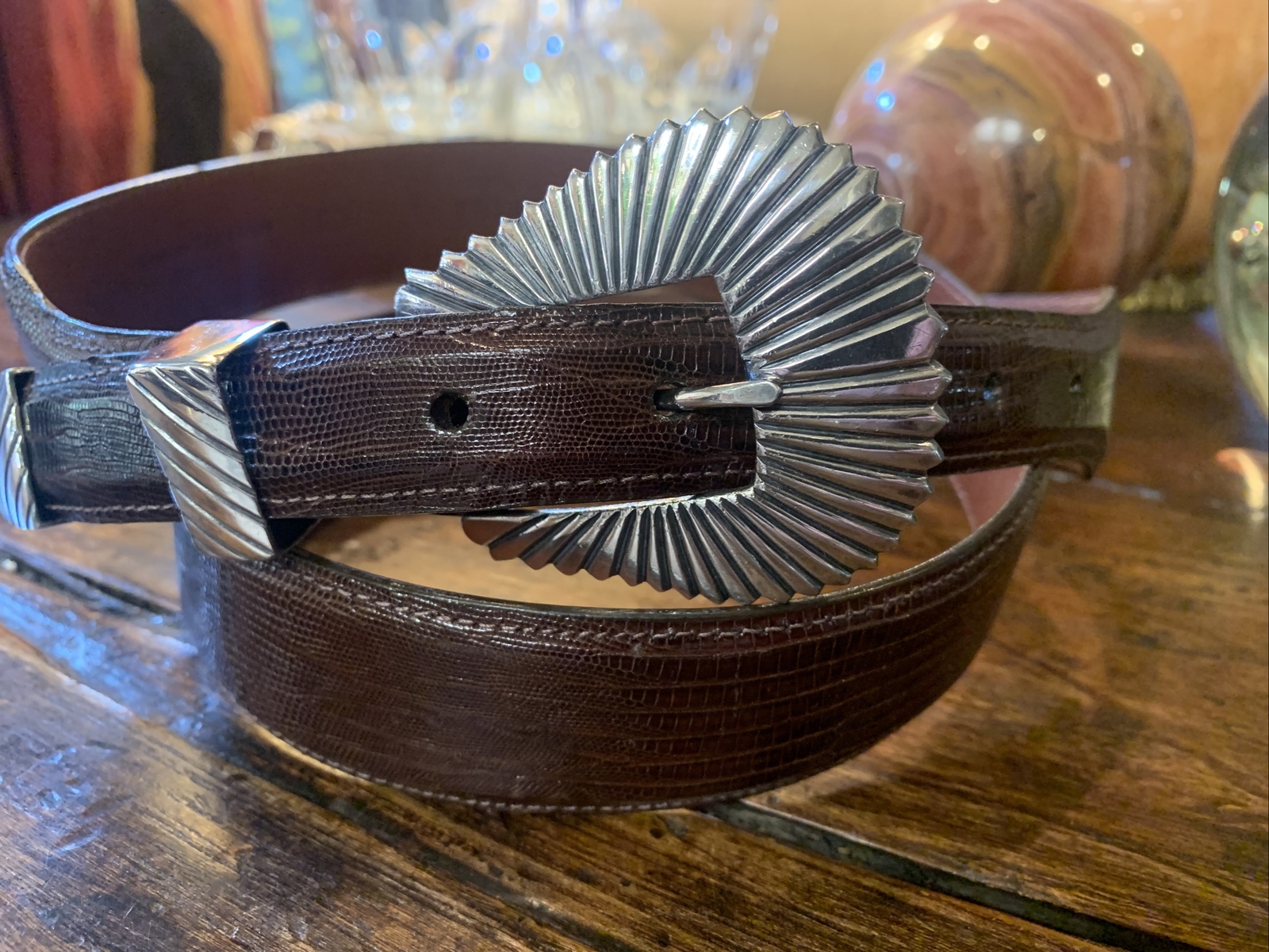 Pat Areias XL James Reid style Sterling Silver Belt Buckle 40-42-1.5”-1” Nu 🦎✅