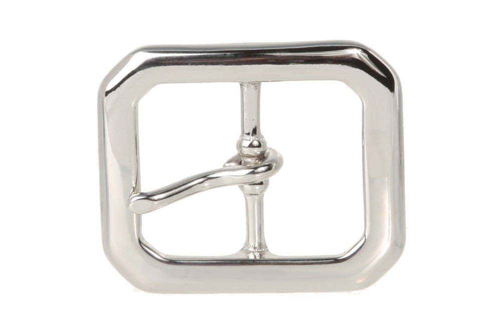 1 1/4 Inch Center Bar Single Prong Solid Brass Octagon Rectangular Belt Buckle
