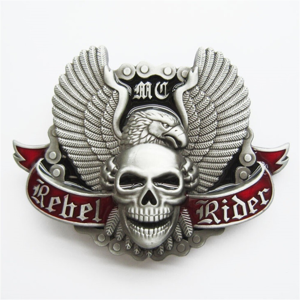 Vintage Style Western Rider Enamel Wings Skull Belt Buckle also Stock in the US