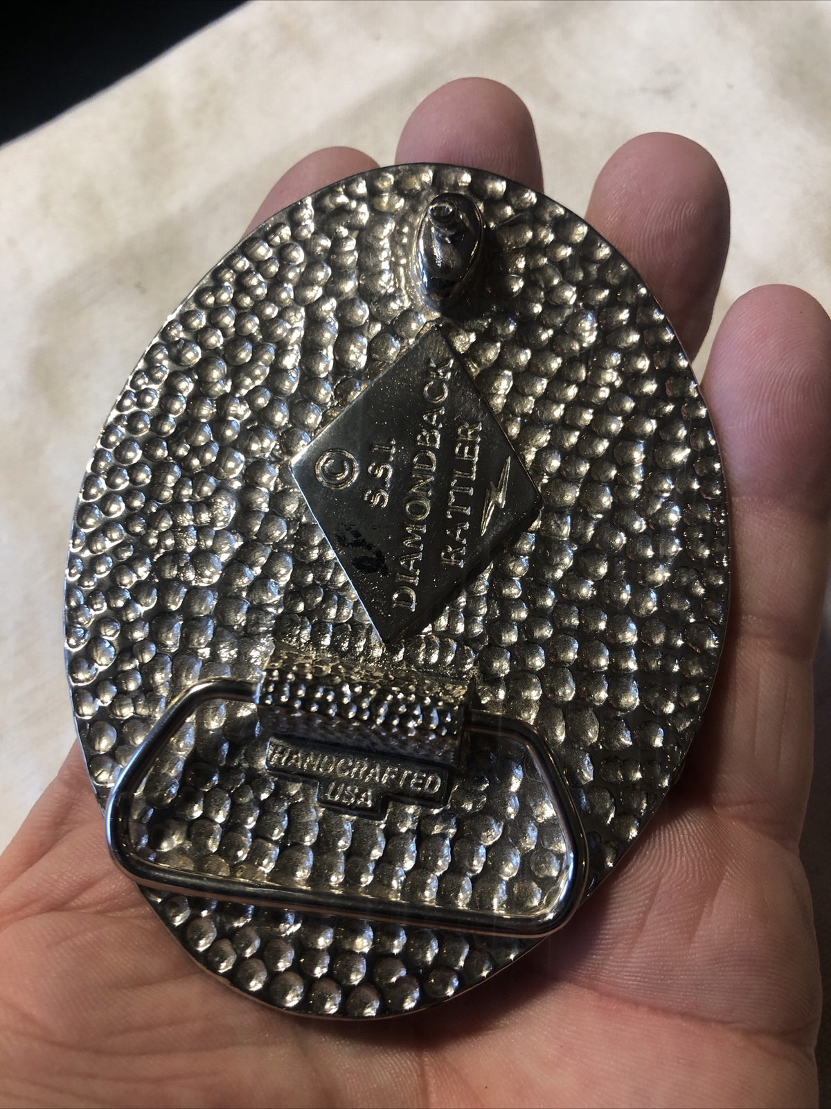 Vintage SSI Diamondback Rattler Eagle USA Belt Buckle Eagle Feathers Beads