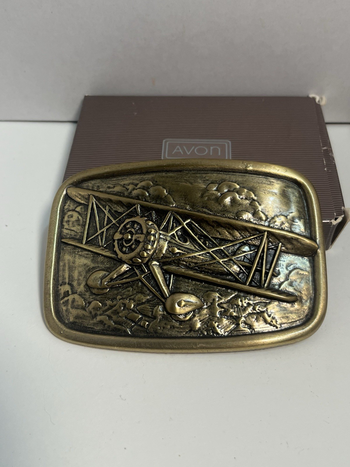 Antique Car Belt Buckle Avon Vintage Model T Brass And Airplane Buckle 1331