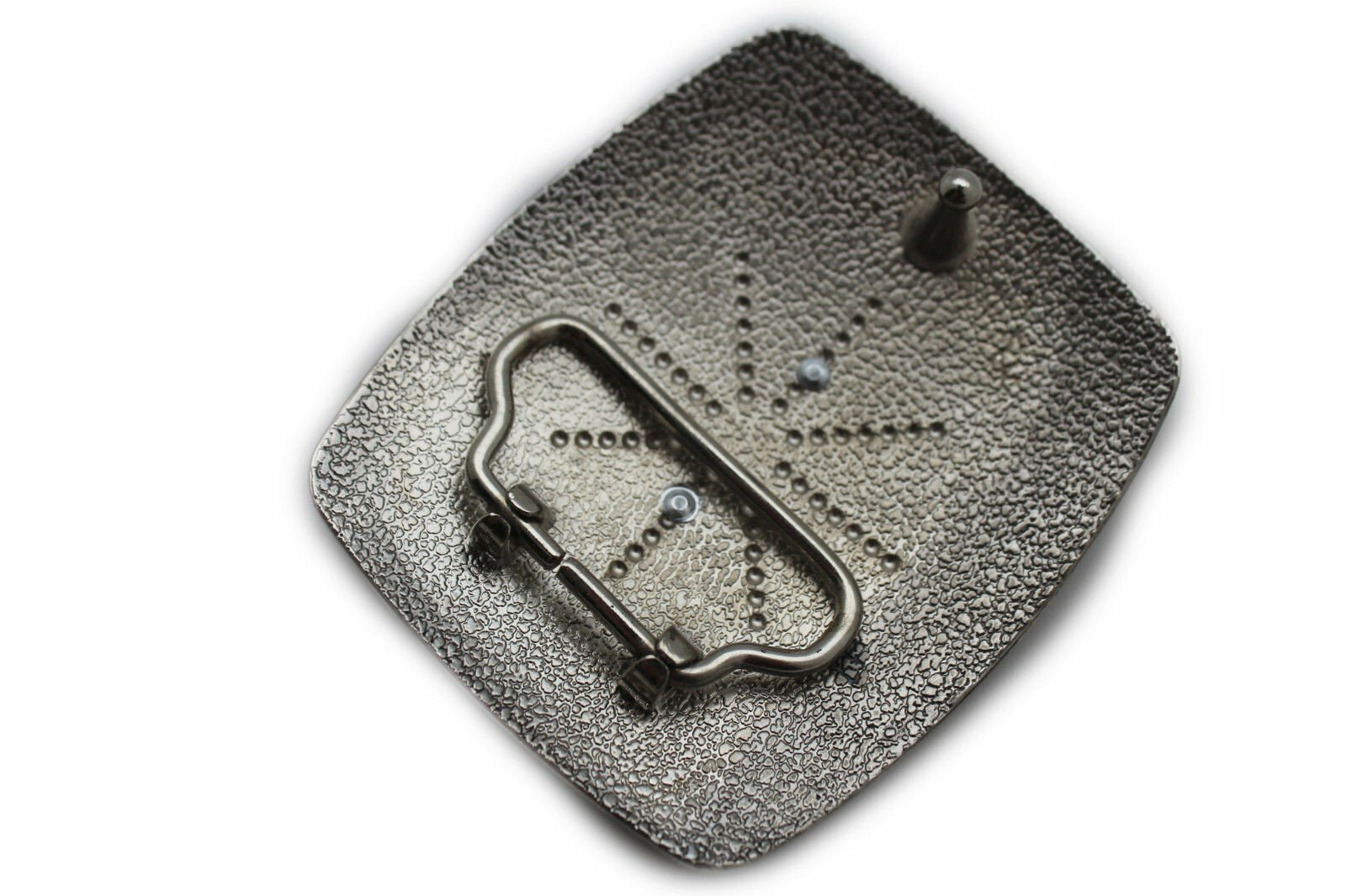 Men Women Western Belt Buckle Silver Metal Square Gold Rodeo Horse Black Fabric