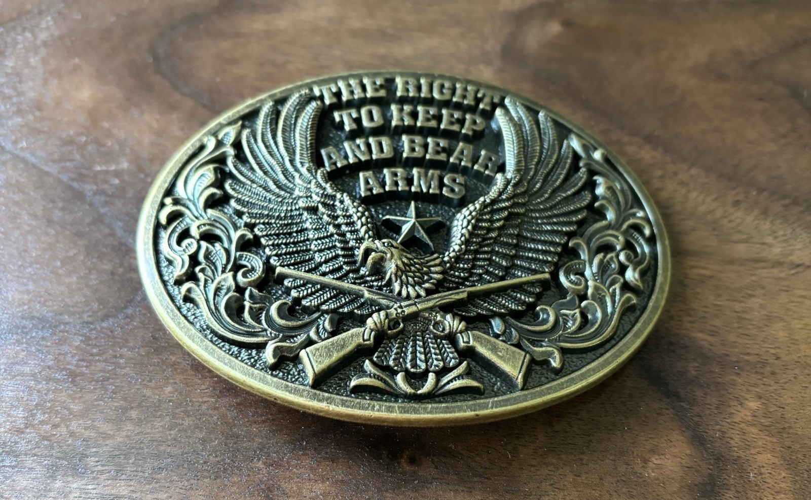 AMERICAN PATRIOTS THE RIGHT TO KEEP AND BEAR ARMS BELT BUCKLE