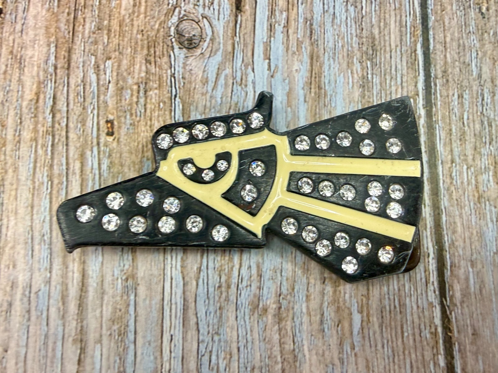 Mexico Eagle ? Pattern With Clear Rhinestone Accents Cutout Belt Buckle