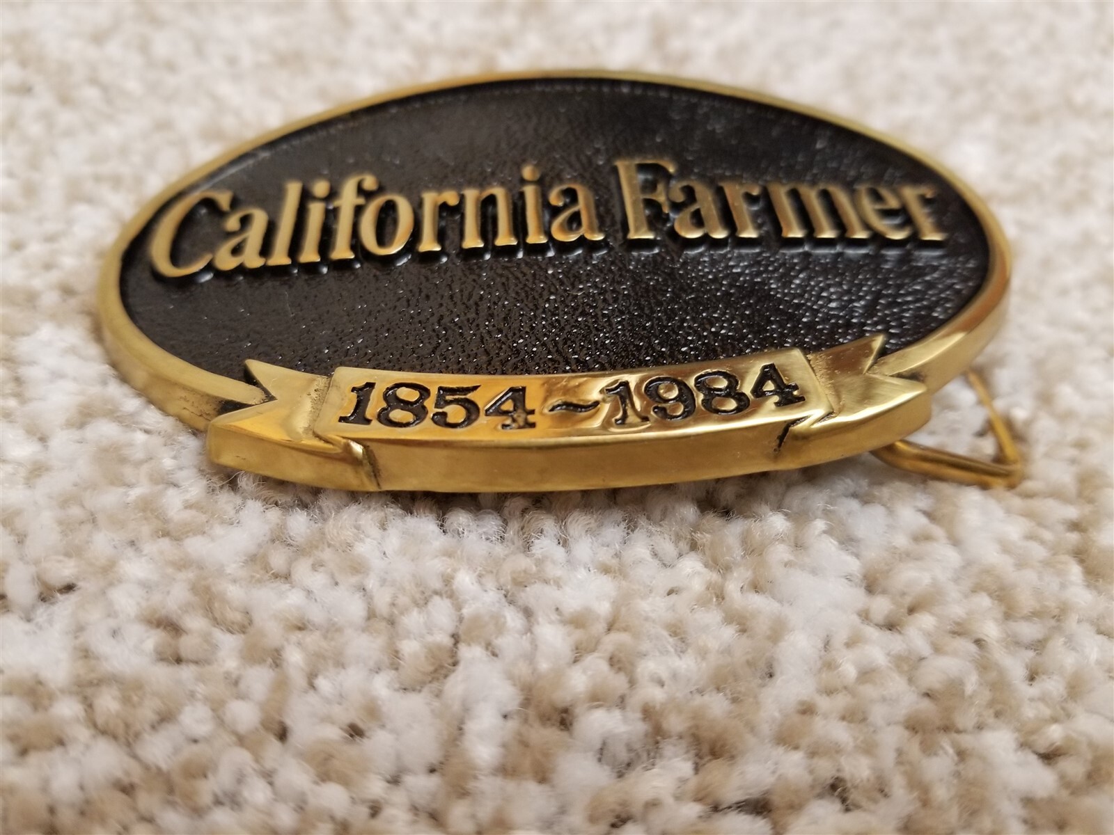 Vintage California Farmer Magazine Belt Buckle 130th Aniversary 1984 Brass Jadco