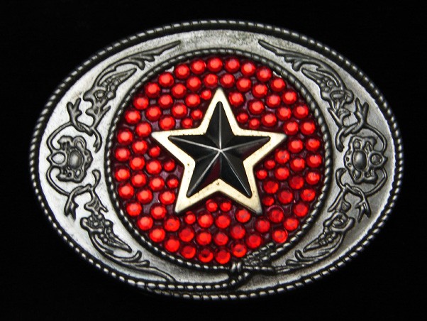 QA01126 REALLY NICE **STAR** FLORAL ORNAMENTAL WESTERN & COWBOY BUCKLE