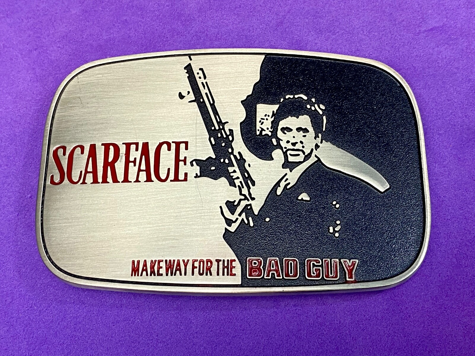 Scarface Make Way For The Bad Guy! Tony Montana Al Pacino Guns Up! Belt Buckle