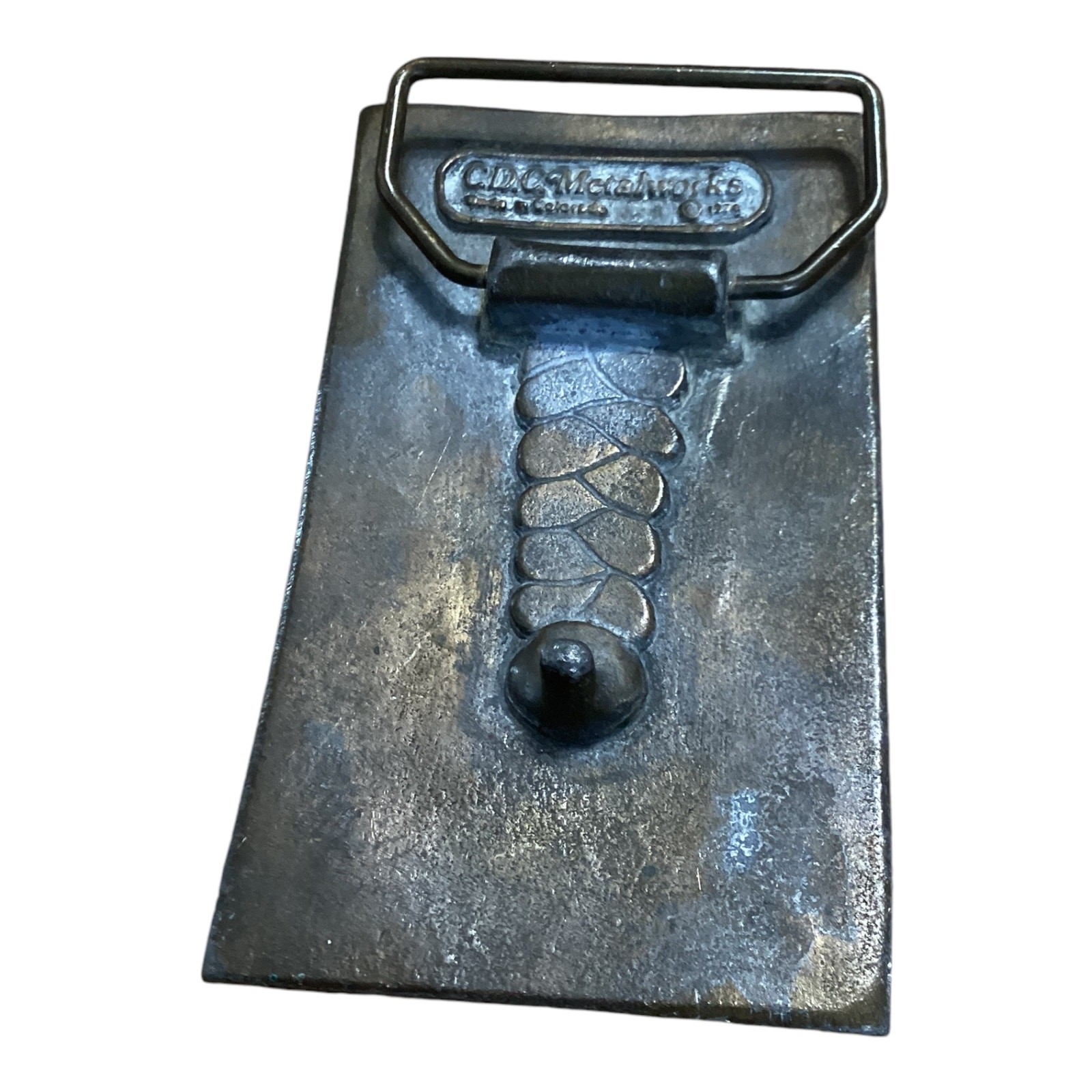 Vintage Belt Buckle CDC Metalworks Warning Trespassers Will Be Violated