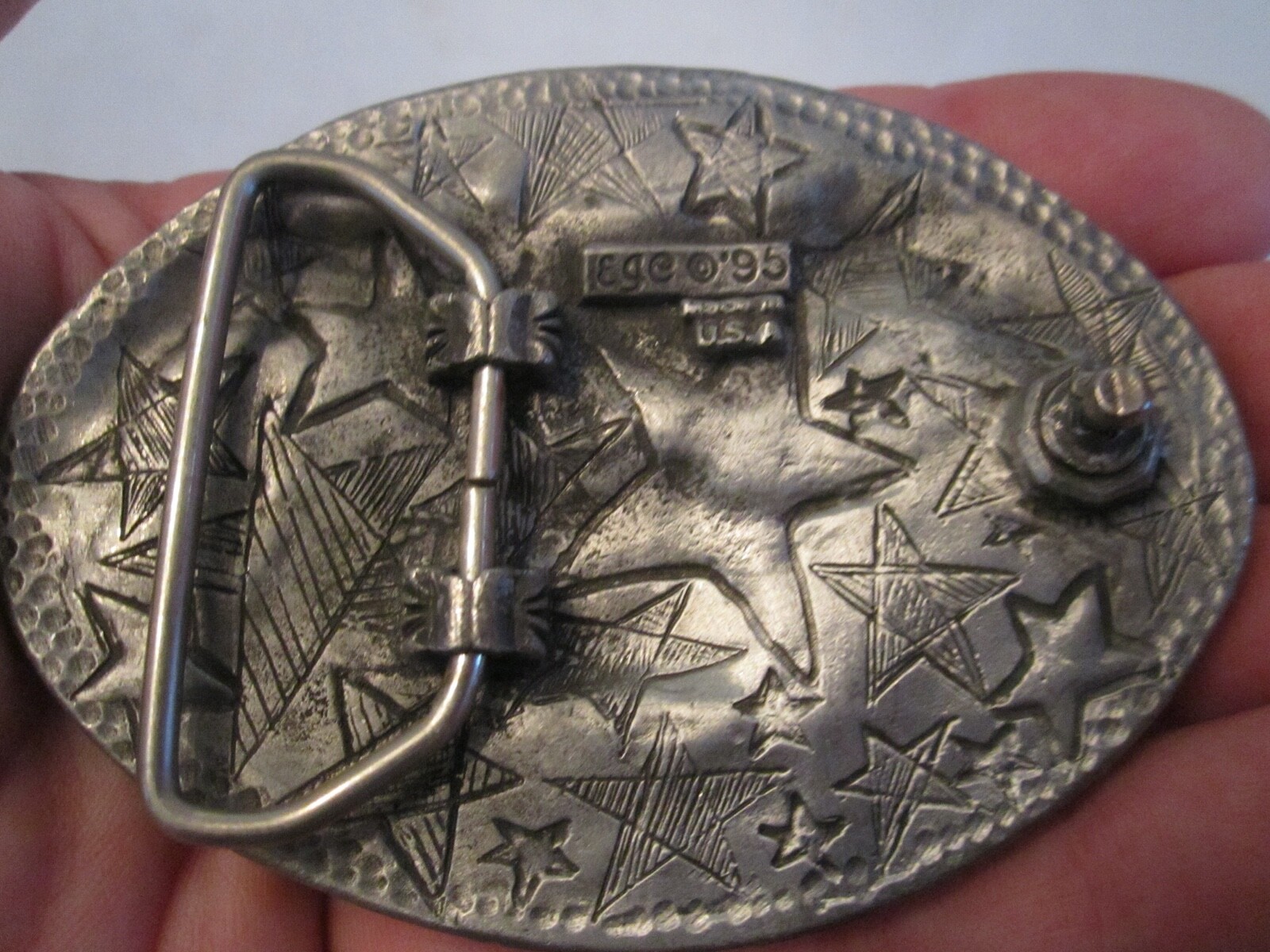 1995 EAGLE BELT BUCKLE – MADE IN U.S.A. – HIGH RELIEF – 3 3/4&Prime; X 2 3/4&Prime; – GW-2