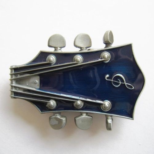 NEW ELECTRIC GUITAR HEADSTOCK MUSIC BLUE BELT BUCKLE