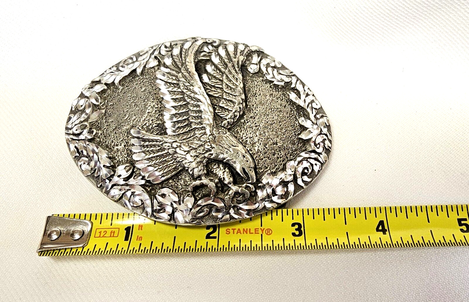 VTG American Eagle Patriotic Pewter Belt Buckle 1993