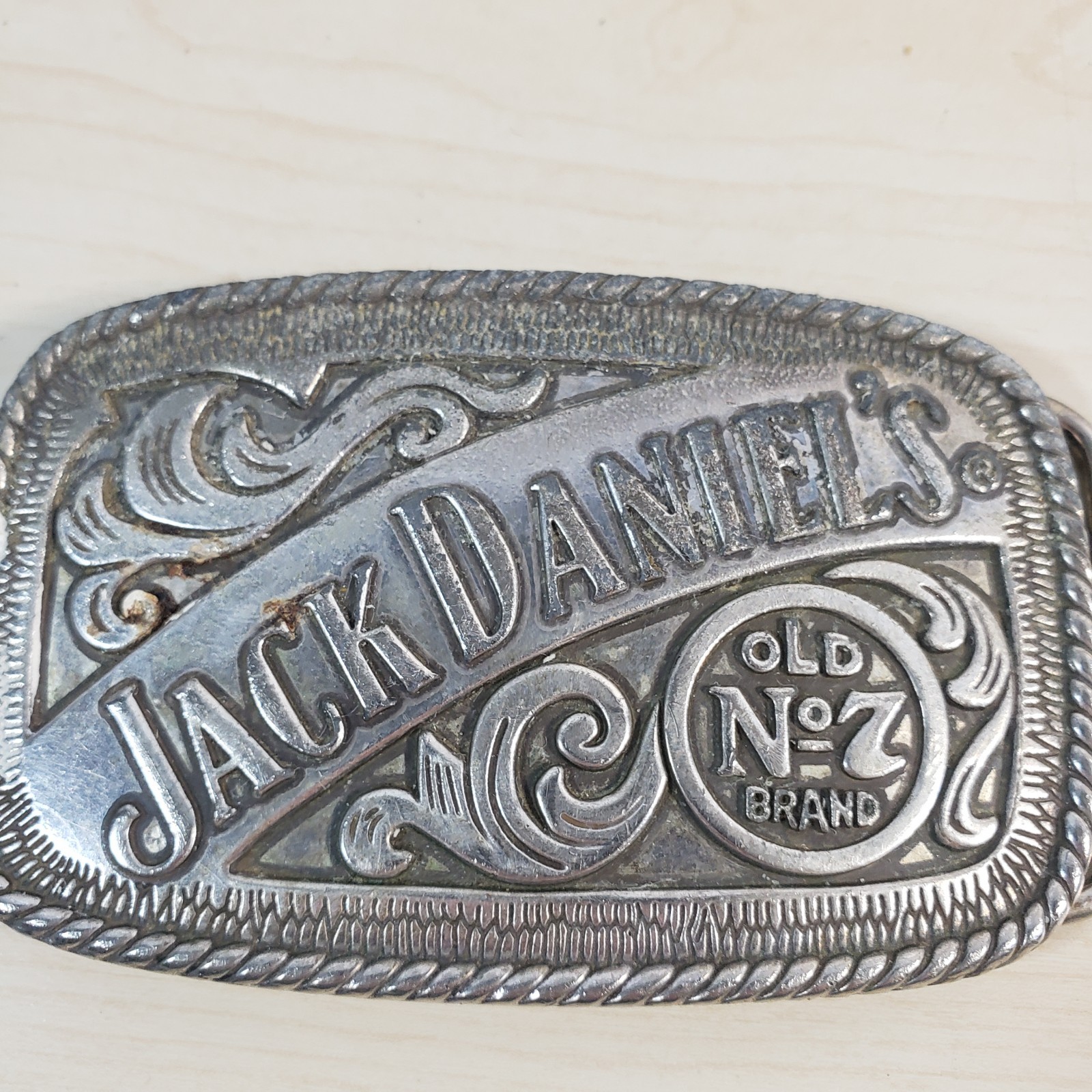 Jack Daniels Belt Buckle Silver Tone Old No.7 Whiskey Western Cowboy Metal 5007