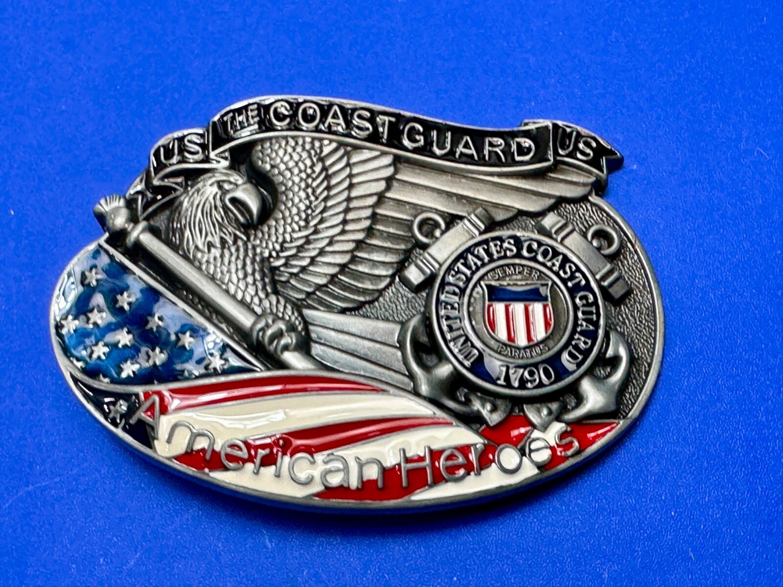 US Coast Guard America&rsquo;s Heroes – since 1790 Patriotic United States belt buckle
