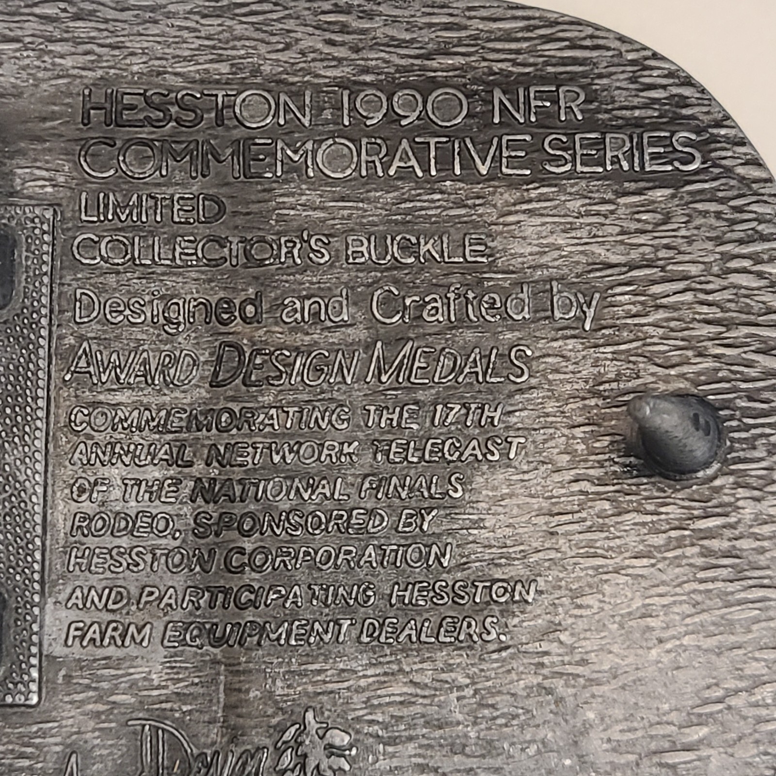 1990 National Finals Rodeo NFR Adult Size Belt Buckle Hesston Fiatagri
