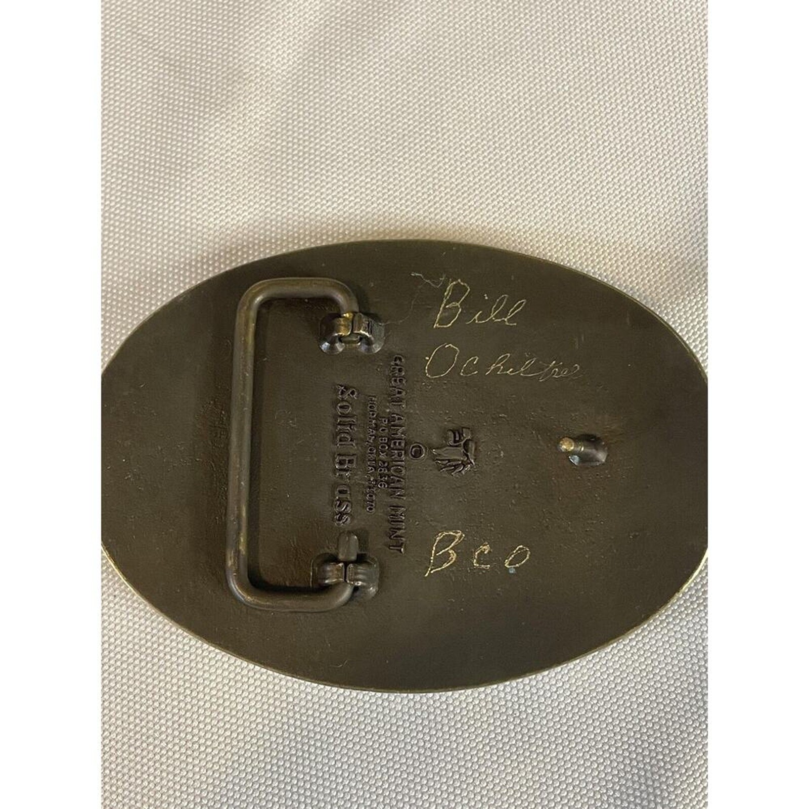 AMOCO THE BID PRODUCER OIL BELT BUCKLE ALASKA PRUDOE BAY BEAR SEAL FLAG SEMI