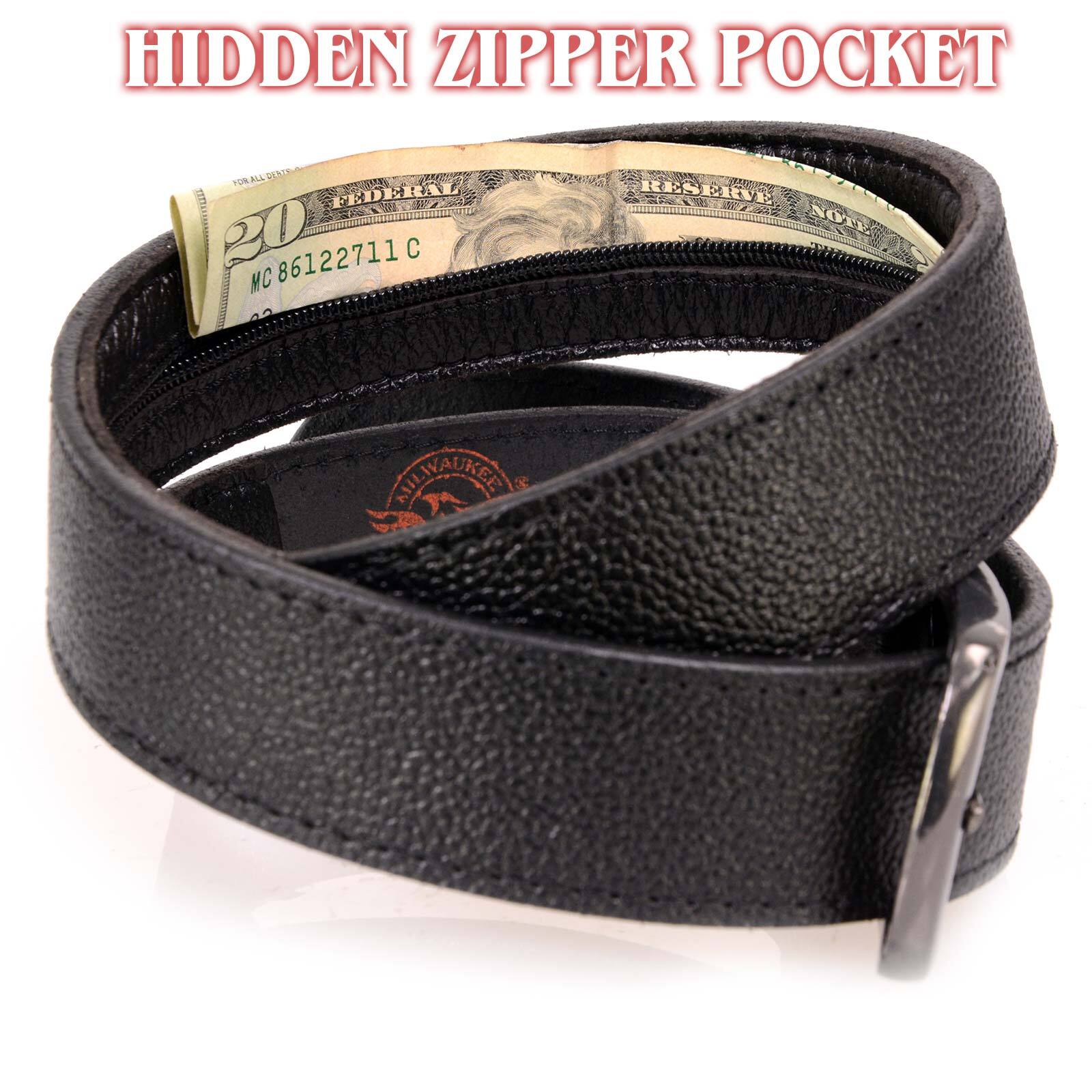 Milwaukee Leather MP7150 Men&rsquo;s Black Genuine Cowhide Leather Money Belt W/Secure
