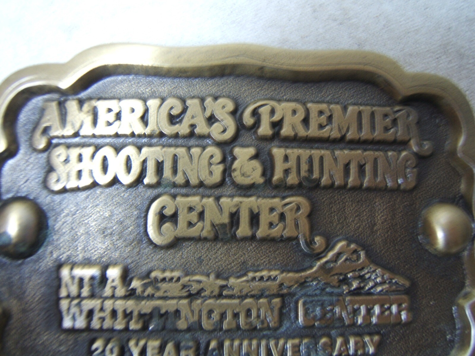 NRA Whittington Center Brass Belt Buckle 20th Anniversary 1993