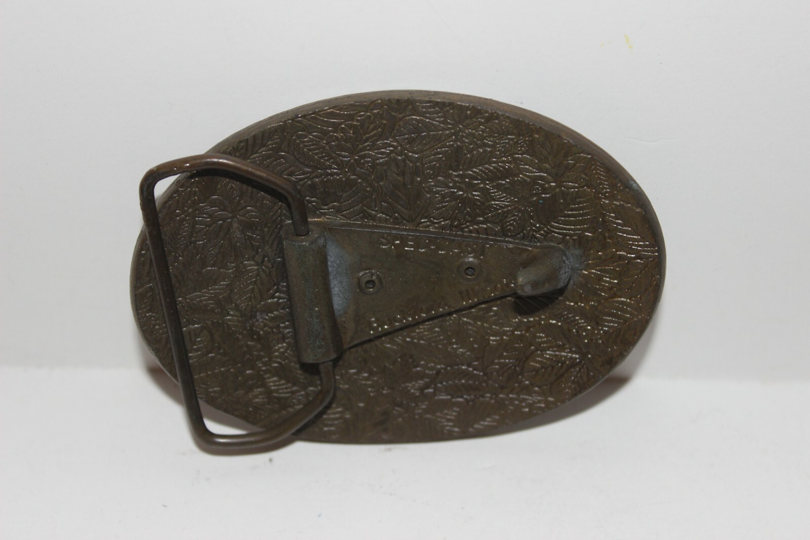 Dekalb Leather and Brass Belt Buckle – Spec-Cast – Flying Corn