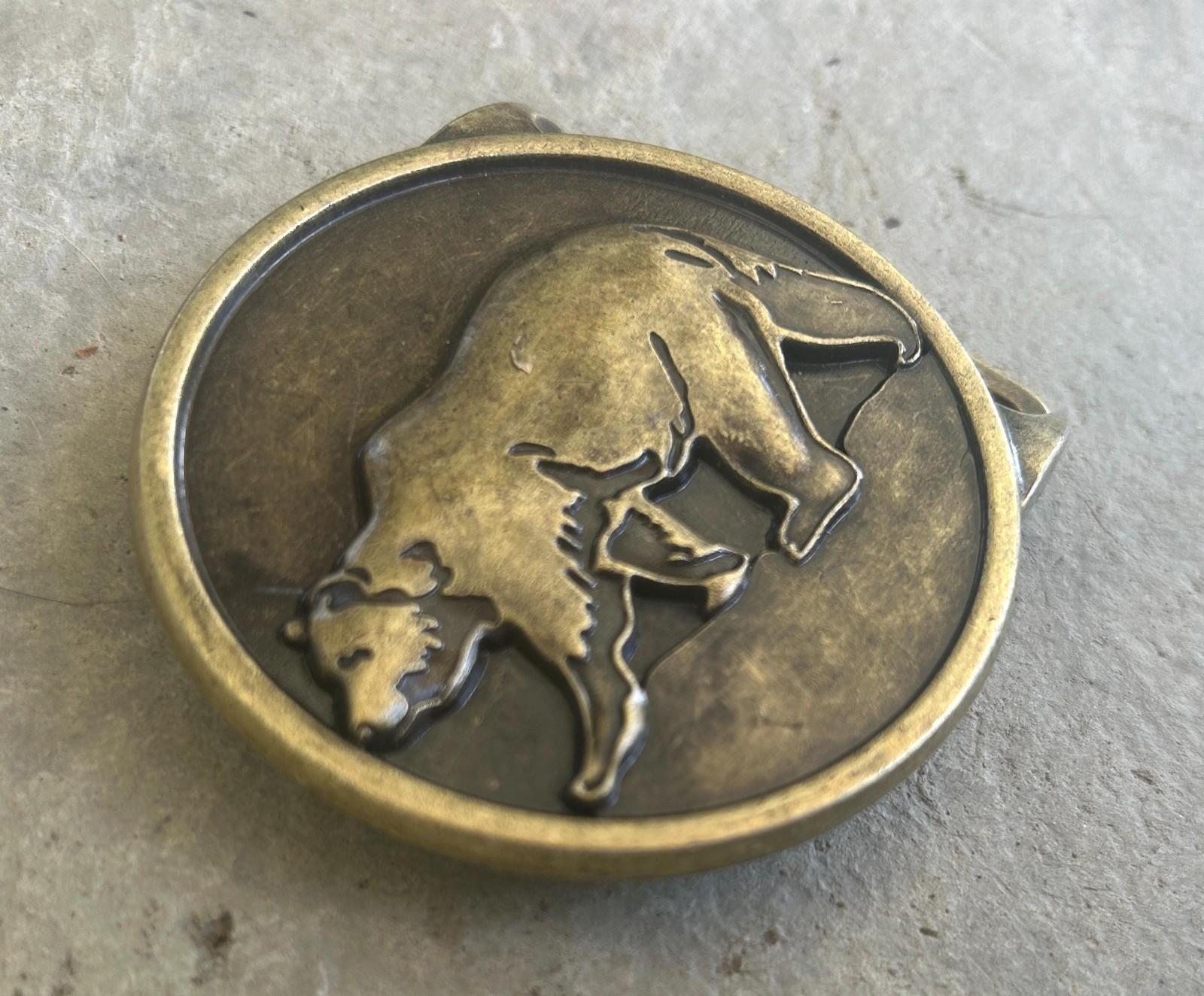 Large Bear Belt Buckle Antique Gold Grizzly Western Cowboy Rodeo Style Gift
