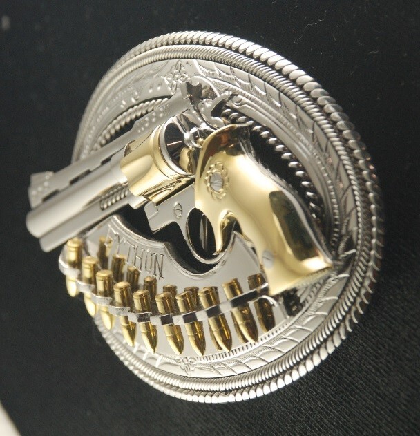 (MADE BY ORDER) BUCKLE HANDMADE STAINLESS STEEL WESTERN STYLE GUN PYTHON