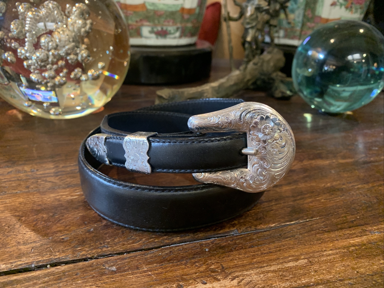 James Reid style XLWage Sterling Silver overlay Belt buckle set 29-31-✅