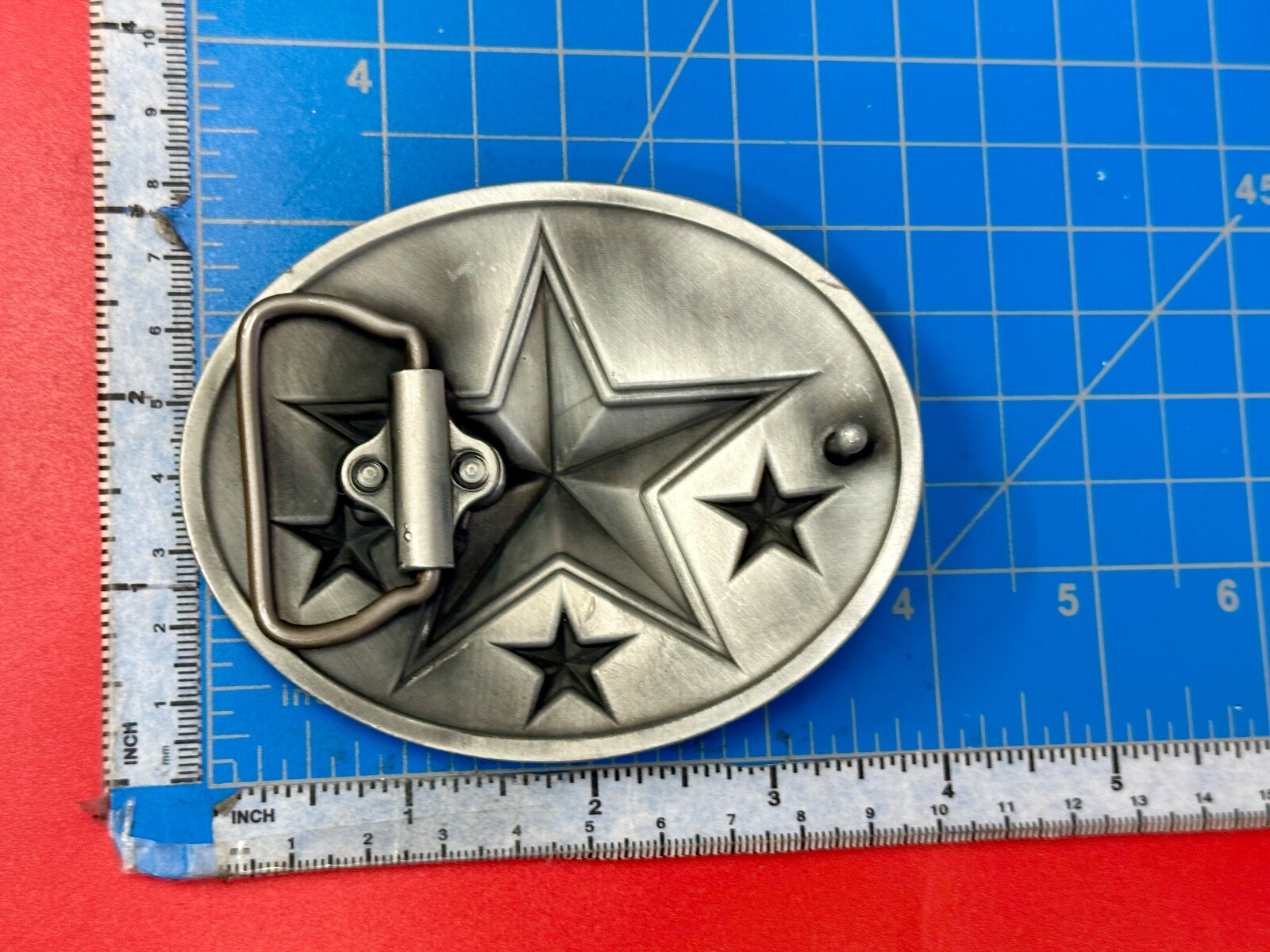 3D Nautical Celtic Star In Flames – Silver Tone Oval 4&Prime; Wide Vintage Belt Buckle