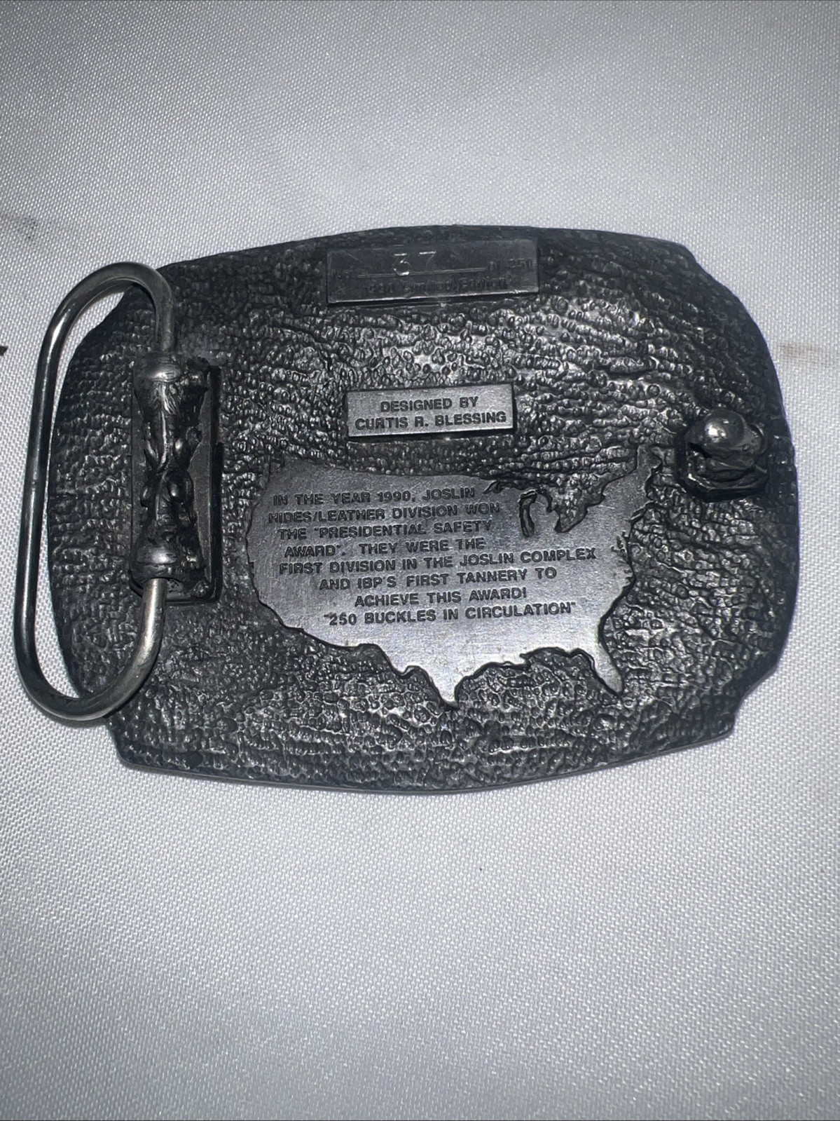 1990 Presidential Safety Award for Joslin Hides and Leather Buckle # 37 Of 250