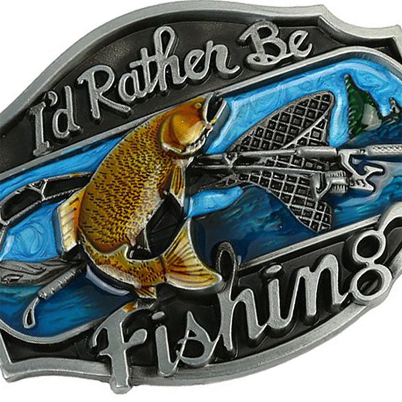 Novelty Enamel Fishing Belt Buckle Western Cowboy Buckle Metal Vintage Mens