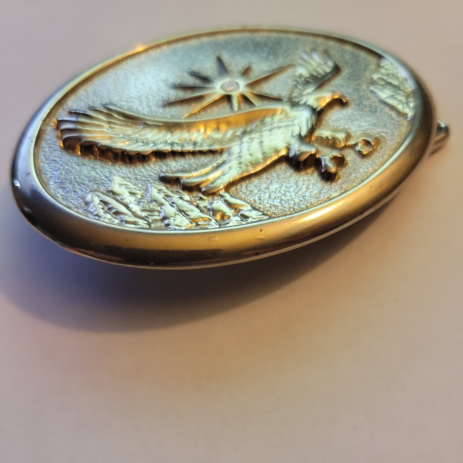 Eagle Belt Buckle 70s Gold Western Bird Cowboy Hawk Oval Retro Vintage