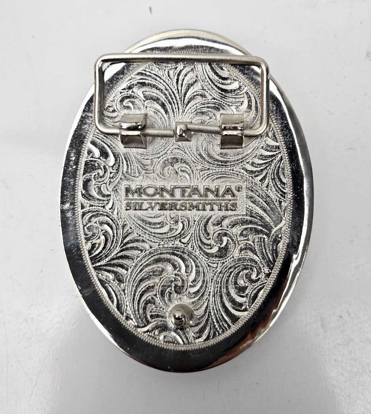Montana Silversmiths Belt Buckle Car Fox Custom Oval Engraved Filigree Design 4&Prime;