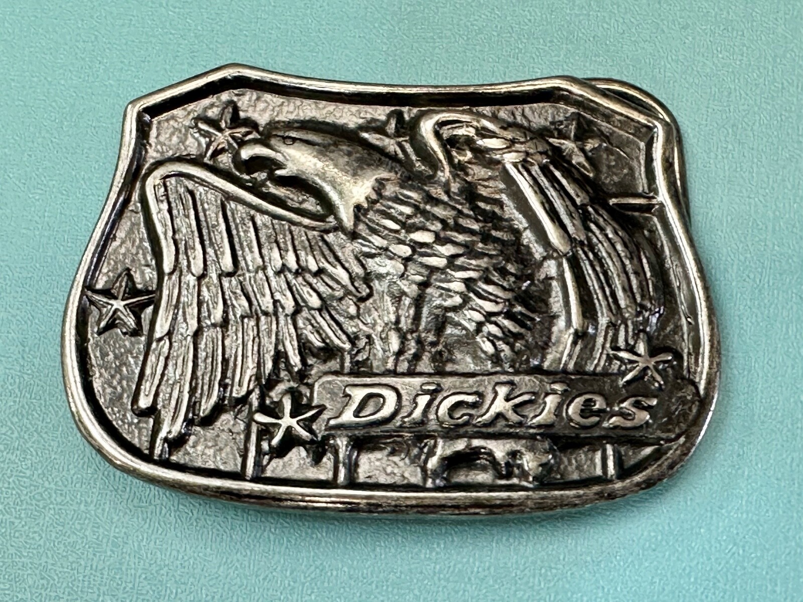 Dickies Screaming American Eagle and Stars USA Silver Tone Belt Buckle