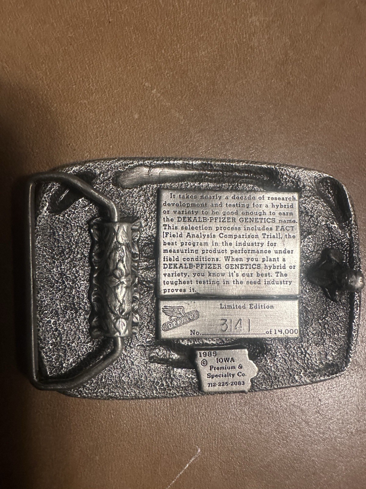 Vintage Belt Buckle » Planting Time Iowa » Dekalb Pfizer Genetics Limited Edition.