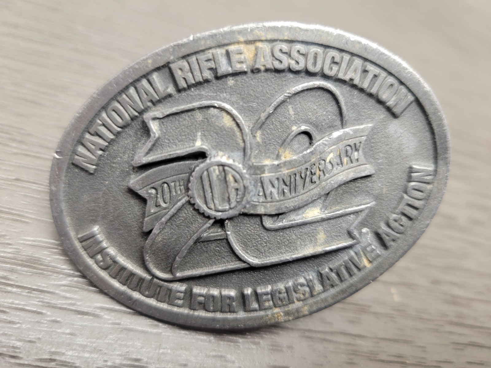 NRA BELT BUCKLE 20th ANNIVERSARY NATIONAL RIFLE ASSOCIATION INSTITUTE FOR ACTION