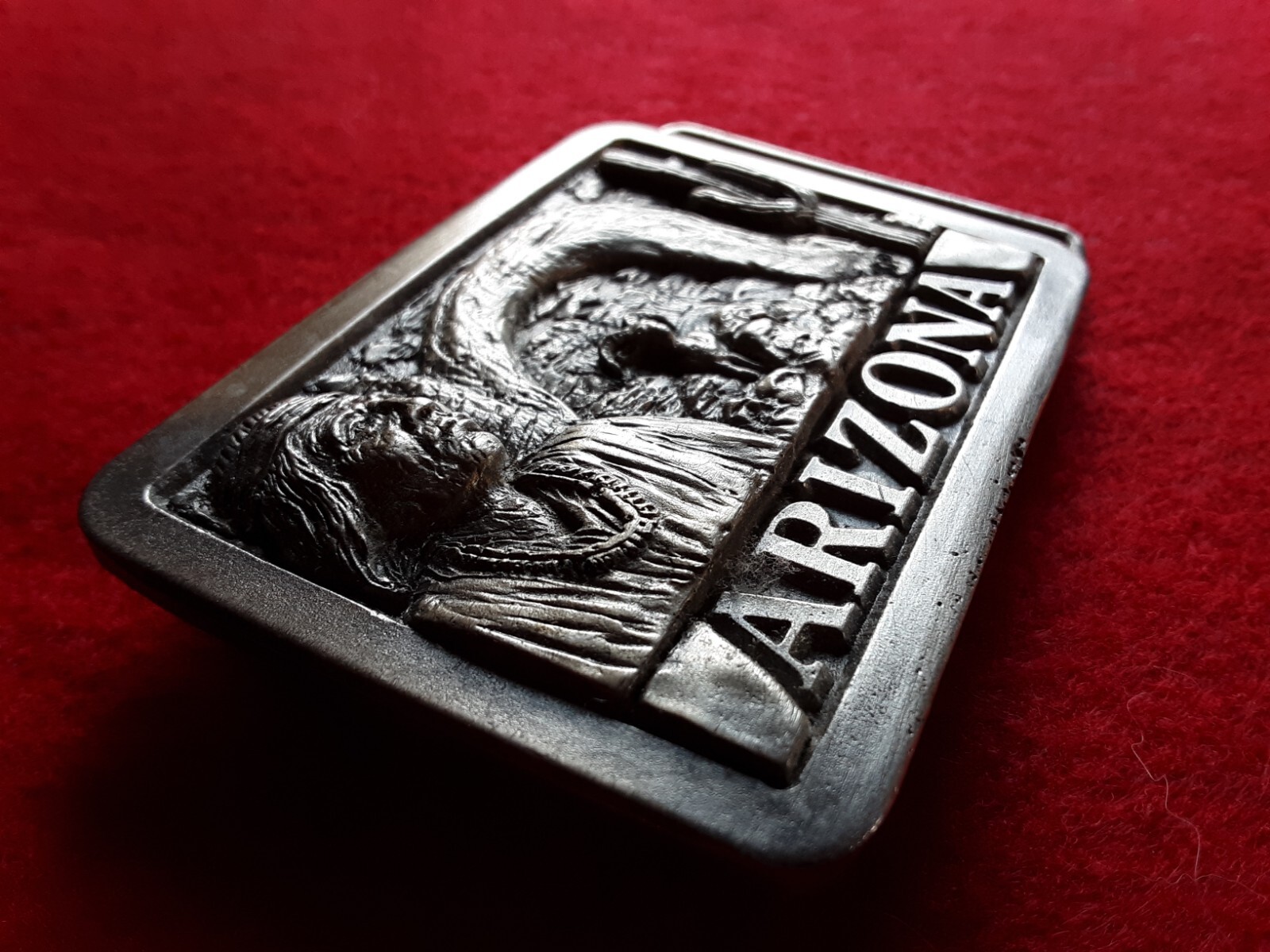 SOLID PEWTER BELT BUCKLE, « ARIZONA » 3-D DESIGN, MAN-0724*08403